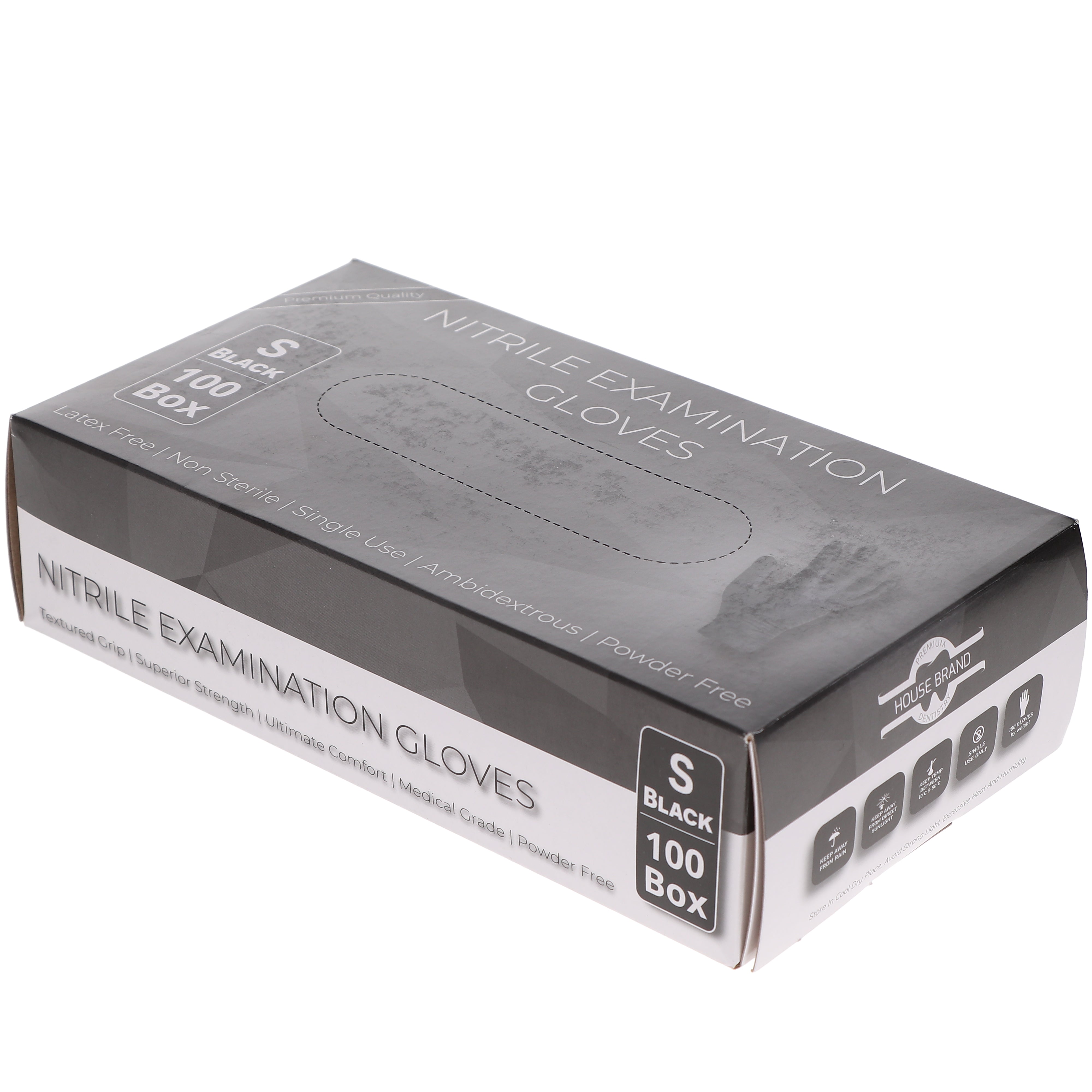 House Brand Dentistry 119141 HSB Nitrile Exam Gloves Black Small 100/Bx House Brand Dentistry 119141 HSB Nitrile Exam Gloves Black Small 100/Bx